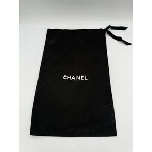 Authentic Chanel Dust Bag Black Logo Storage Travel Handbag Shoe Belt 12.5x7.5